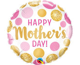 Μπαλόνι Foil Mothers Day Pink & Gold Dots Φουσκωμένο Με Ήλιο